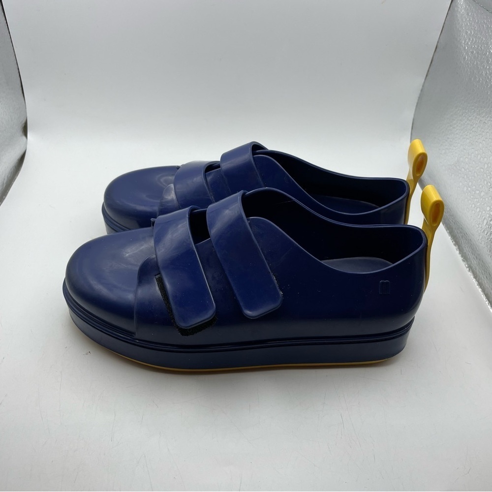 Melissa Girls blue yellow rubber shoes size 1